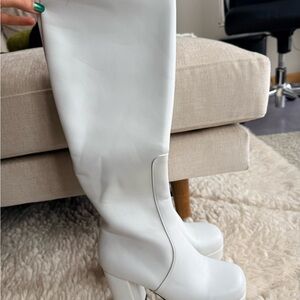 Dolls Kill White Over-the-Knee Platform Boots